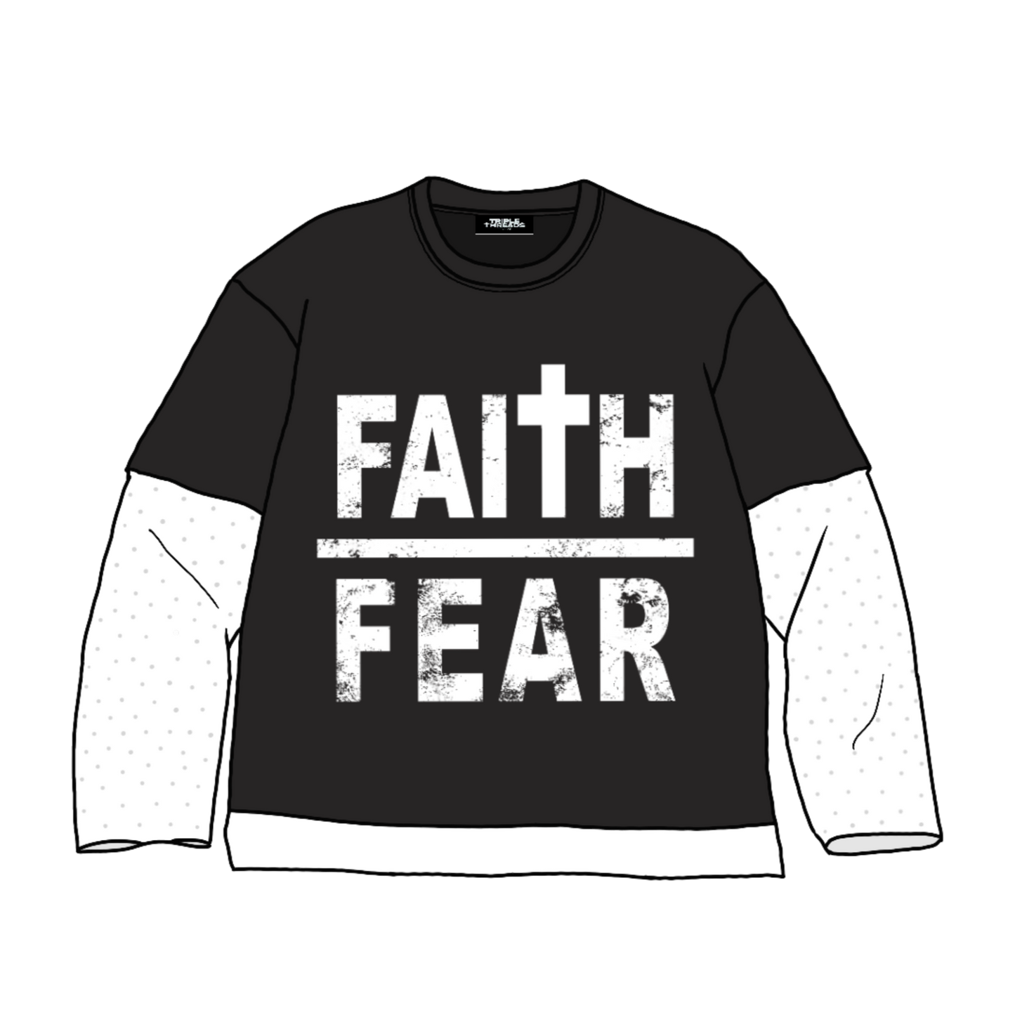 Black "Faith Over Fear" Double Layer Tee