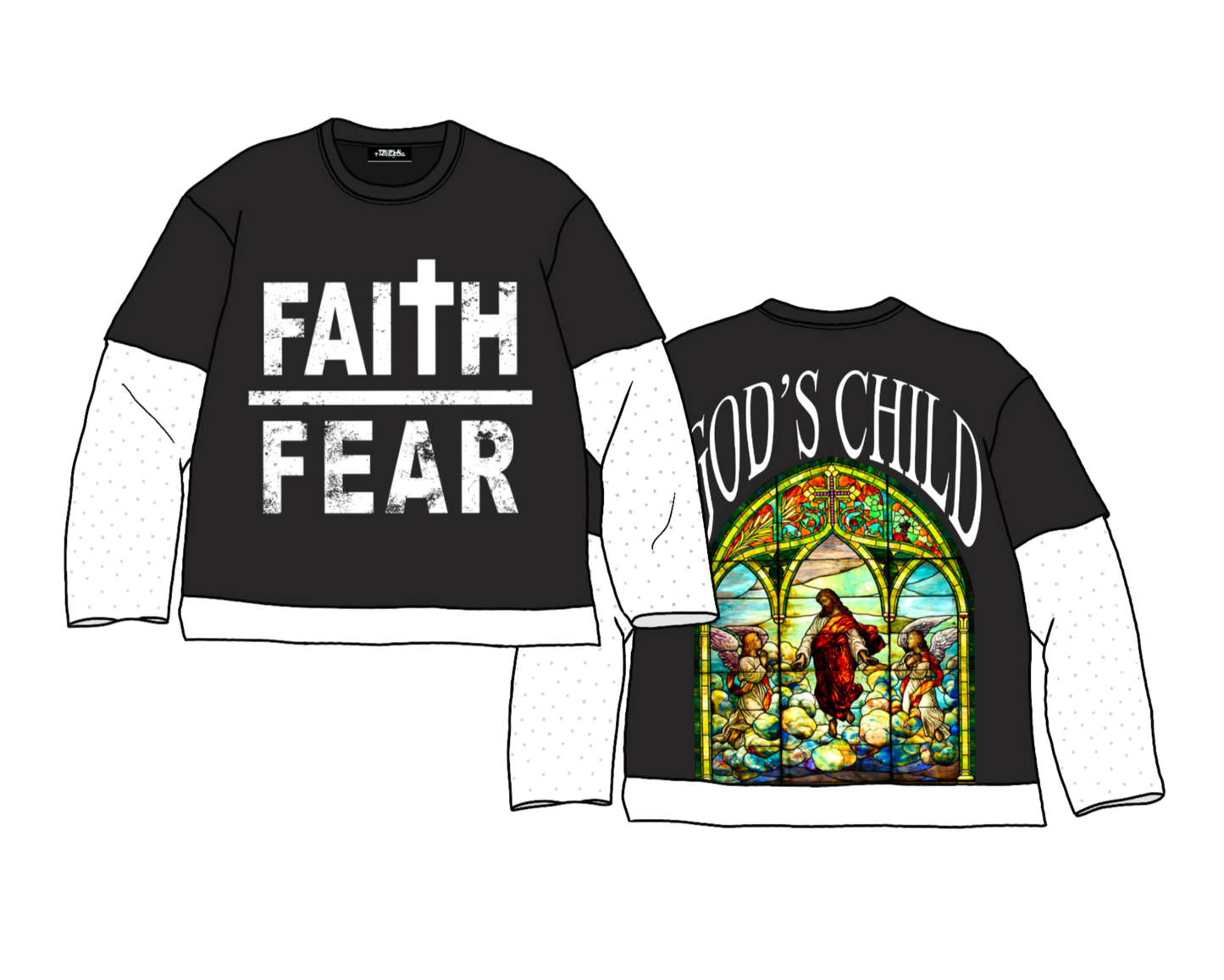 Black "Faith Over Fear" Double Layer Tee